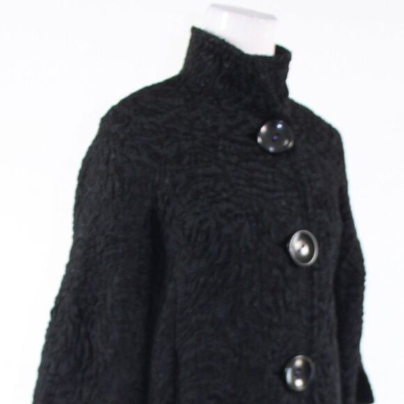 Claude Brown black faux Persian lamb coat 2 - Picture 4 of 8